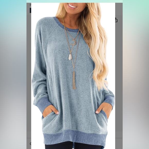 NWT Gadewake Ultra Comfy two toned blue long sleeve with pockets, size L (b21) - Picture 5 of 5